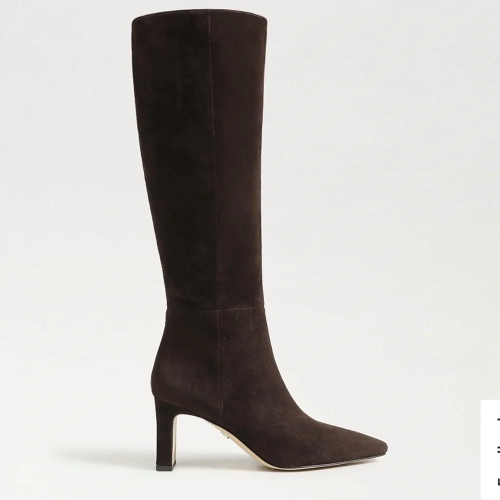 Sam Edelman Sylvia  Wide Calf Knee High Boot color chocolate brown suede 6m